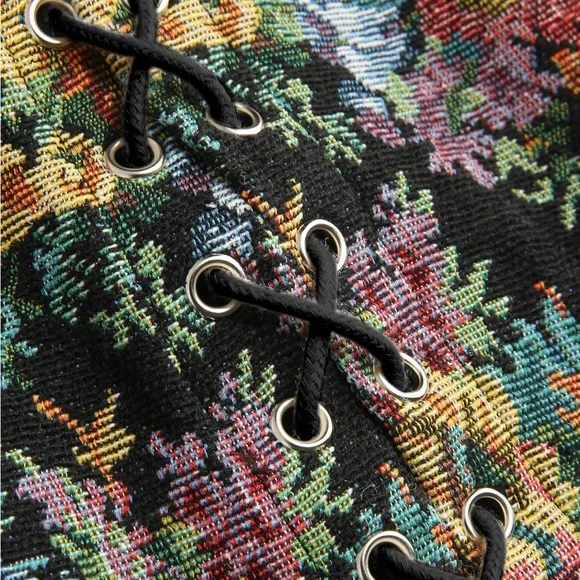 Black Floral Jacquard Fairycore Dress - Picture 3 of 4